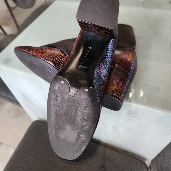 ZARA Mary Jane Heels Ankle Leather Stretch 38 - Picture 7 of 7